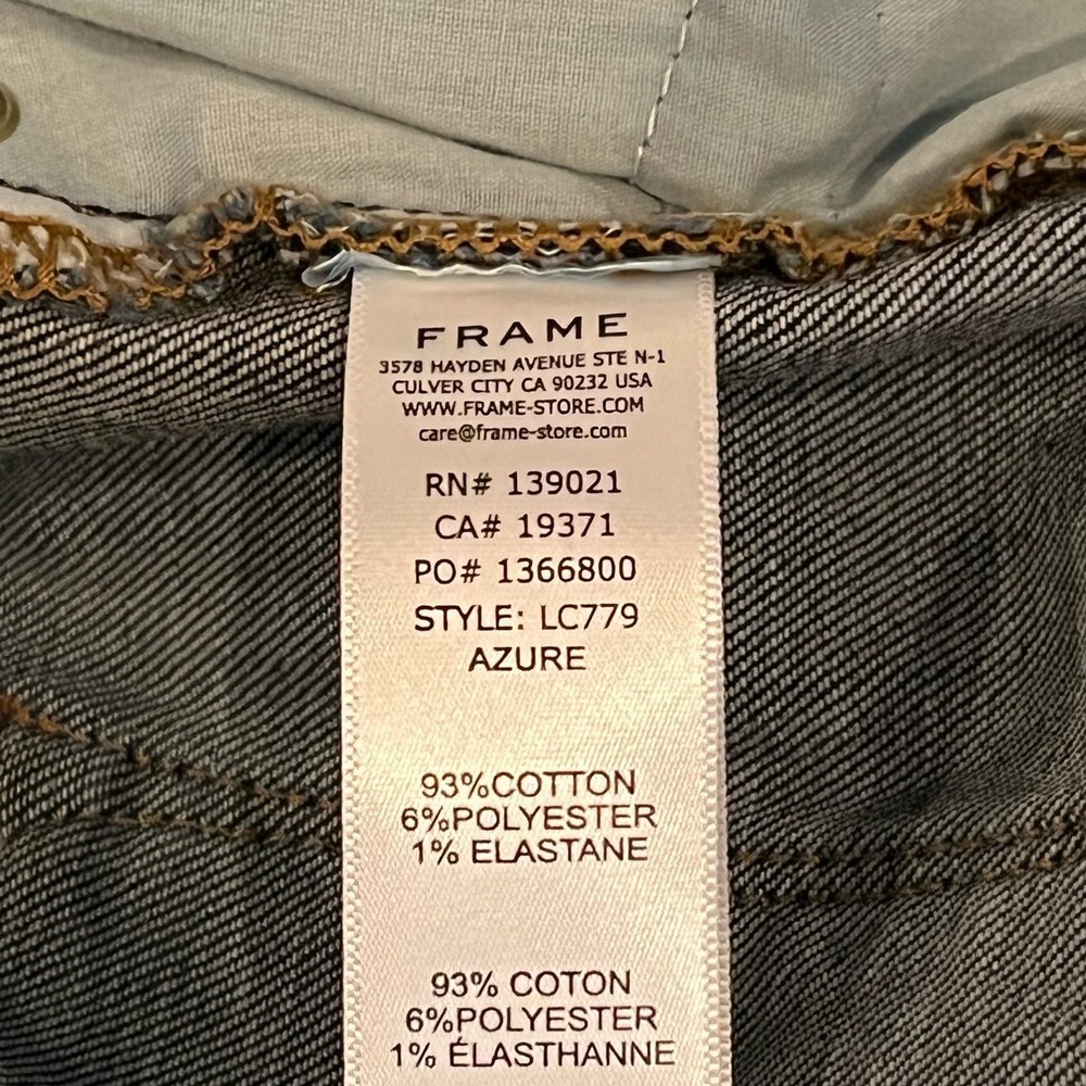 FRAME LE CUTOFF DISTRESSED DENIM SHORTS IN AZURE NWT WOMEN'S SIZE‎ 32 - Picture 13 of 16